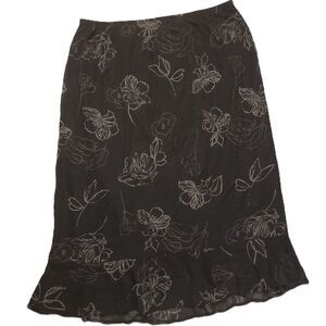 CJ Banks Womens 18 (38x35.5) Skirt Floral Black Cottage Core Boho Stretch Casual